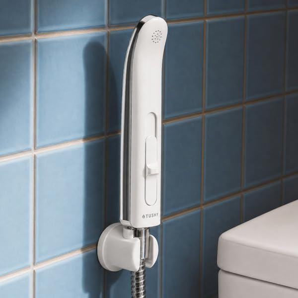 TUSHY Handheld Bidet Sprayer for Toilet, Adjustable Water Pressure | Leak-Proof Brass Shutoff Adapter, 47 Inch Stainless Steel Braided Hose, Tank or Wall Mount, 5 Minute Install, Universal Fit