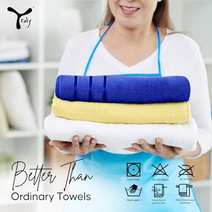 Luxury Hand Towels for Bathroom Set of 4 (16 x 28 Inch) Soft & Absorbent 600GSM Ring Spun Cotton Hand Towel Sets for Bathroom, Gym, Hotel and Spa - Viscose Stripe