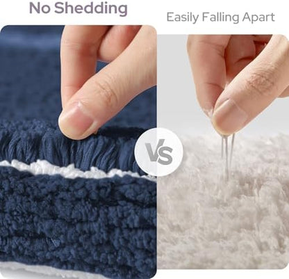HOMEIDEAS Navy Blue Bathroom Rugs Sets 2 Piece 20" x 32" + 16" x 24"