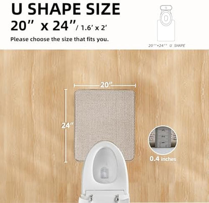 TYUU Toilet Rug, Thin Toilet Rugs U Shaped Washable Non Slip Absorbent Quick Dry Low Pile Toilet Mat, Beige 20"x24" U Shape
