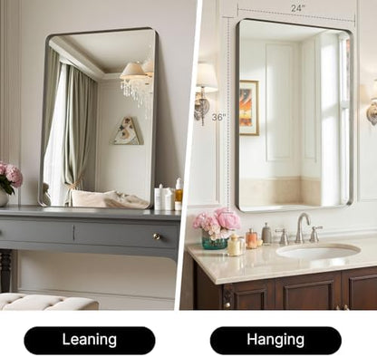 36"x24" Bathroom Vanity Mirror for Wall Aluminum Framed Farmhouse Rectangle