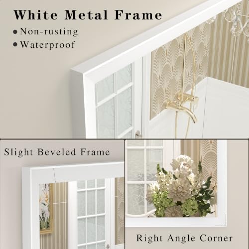 White Framed Bathroom Mirror 20x24, White Vanity Mirrors for Wall