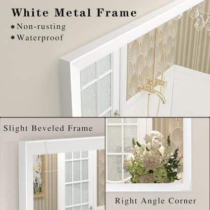 White Framed Bathroom Mirror 24x32, White Vanity Mirrors for Wall