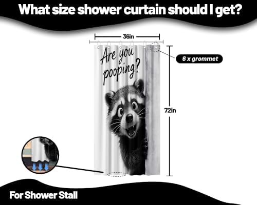 Small Stall Shower Curtain Rv Cute Raccoon, 36 x 72 Inchs