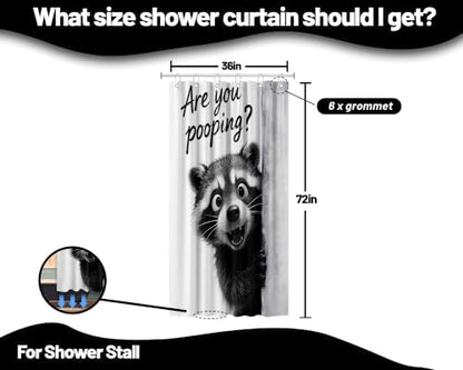 Small Stall Shower Curtain Rv Cute Raccoon, 36 x 72 Inchs