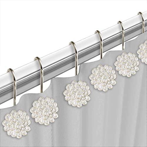 Zahari Home Rose Vine Shower Hooks Set - Curtain Rings with Unique Design - 12 Resin Hooks for Customizing Your Shower Space