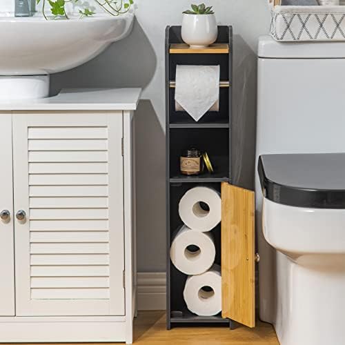 AOJEZOR Toilet Paper Holder Stand: No Drill Fit Small Bathroom for Renters