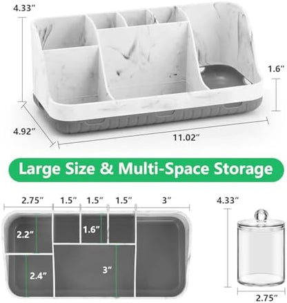GFWARE Marble Bathroom Toothbrush Holder Set with 2 Qtip Holder Dispenser