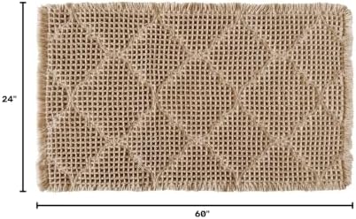 ZALL Tan Waffle Bath Mat,Super Absorbent Non Slip Bathroom Rug,Brown 24x48inch, Geometric Diamond Machine Washable Ultra Soft Floor Mats