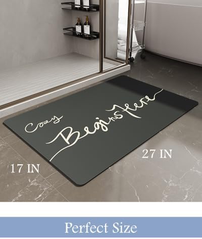 MontVoo Bath Mat-Bath Mat Rug Non Slip Super Absorbent Stain Resistant Quick Dry Thin Bathroom Rug-Bath Mats for Bathroom Floor Bathtub Vanity-Bathmat Bath Rug Easy Care-17"x27",Black