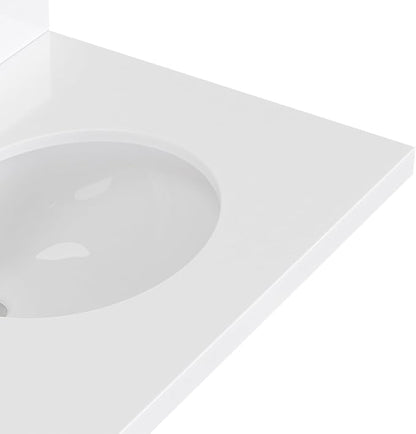 ARIEL Monroe 72-inch Bathroom Vanity with Sink,Solid Wood, 1.5-inch Pure White Quartz Countertop & Backsplash, Double Rectangular Porcelain Sink, 9 Dovetail Drawers, Brushed Nickel, White