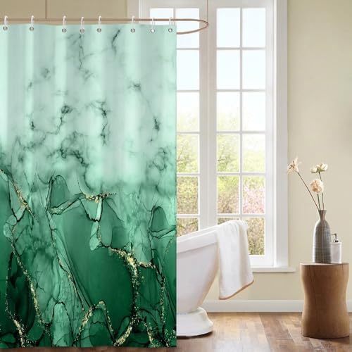 Green Marble Stall Waterproof Shower Curtain 48x72 inches