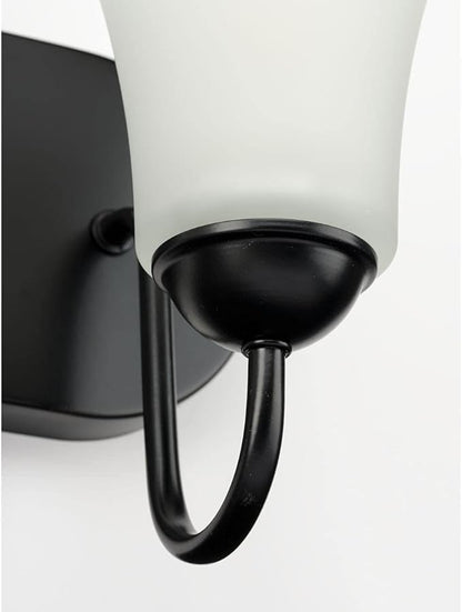 Progress Lighting Classic Collection 2-Light Etched Glass Traditional Bath Vanity Light Matte Black