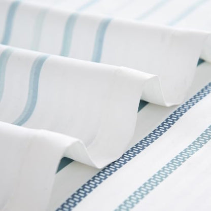 jinchan Multi Blue and White Shower Curtain for Bathroom Modern Farmhouse Striped Waterproof Fabric Shower Curtain Set with 12 Hooks Machine Washable 70x72 Inches