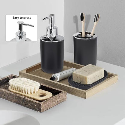 CERBIOR Bathroom Accessories Set 6 Piece Bath Ensemble, Shiny Black