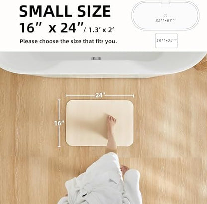TYUU Thin Bath Mat, Small Bathroom Rugs Non Slip Washable, 16x24 Beige