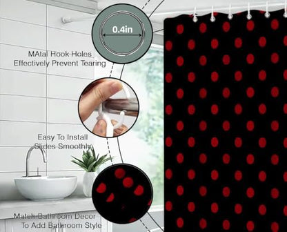 Polka Dot Shower Curtain Bathroom Decor with Hooks,70" Wx78 H