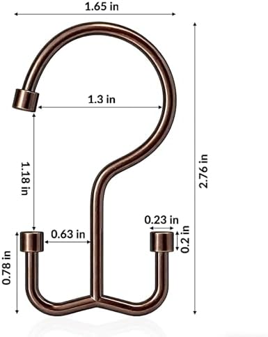 Goowin Shower Curtain Hooks, Shower Curtain Rings, Durable Rust Proof Shower Curtain Hangers, Shower Rings for Curtain, Double Glide Shower Hooks for Shower Curtain, Bronze, 24 Pack-Cylinders