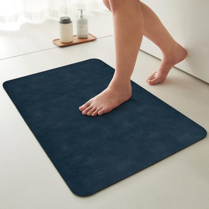 TYUU Thin Bath Mat, Bathroom Rugs Non Slip Washable, 24x48 Navy Blue