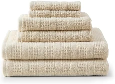Martha Stewart - Cotton Bath Towel Set, Soft & Absorbent Towels, 6 Pack