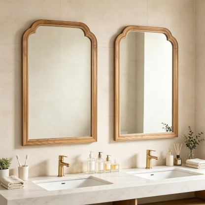 Wood Framed Bathroom Mirror for Wall 36"x24" Rustic Decorative Mirror