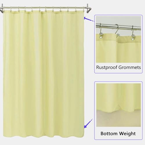 LLSCL Lemon Yellow Fabric Shower Curtain Liner with Magnets, Waterproof Hotel Quality, 72 x 72 Machine Washable