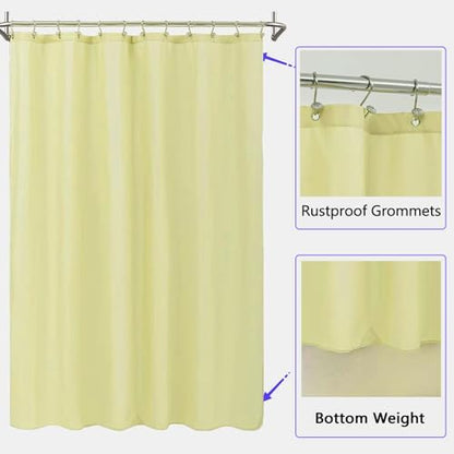 LLSCL Lemon Yellow Fabric Shower Curtain Liner with Magnets, Waterproof Hotel Quality, 72 x 72 Machine Washable