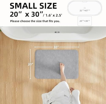 TYUU Thin Bath Mat, Small Bathroom Rugs Non Slip Washable, 20x30 Light Grey