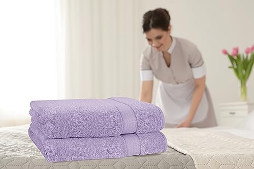 GLAMBURG 700 GSM Premium Cotton 2-Pack Oversized Extra Large Bath Sheet Set - 100% Combed Cotton - 2 Bath Sheets 35x70 - Luxury Hotel & Spa Quality - Durable Ultra Soft Highly Absorbent - Purple