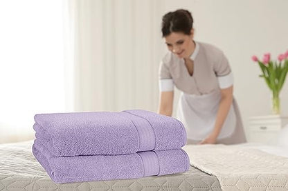 GLAMBURG 700 GSM Premium Cotton 2-Pack Oversized Extra Large Bath Sheet Set - 100% Combed Cotton - 2 Bath Sheets 35x70 - Luxury Hotel & Spa Quality - Durable Ultra Soft Highly Absorbent - Purple