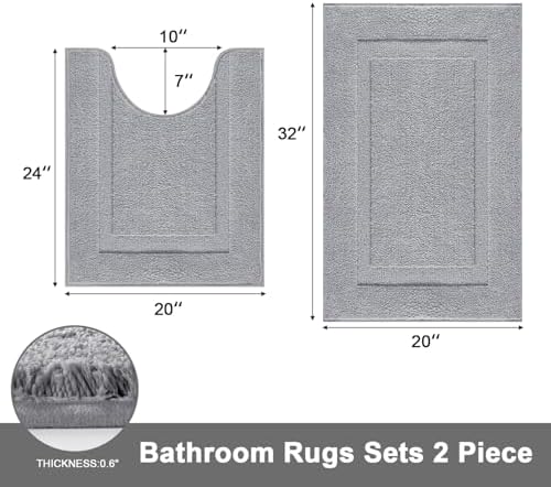 SHACOS Soft Microfiber Bathroom Rugs Set 2 Pieces with Toilet Rug