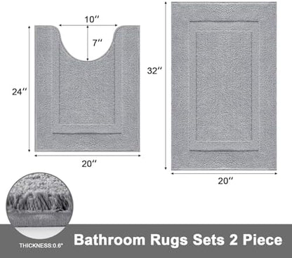 SHACOS Soft Microfiber Bathroom Rugs Set 2 Pieces with Toilet Rug