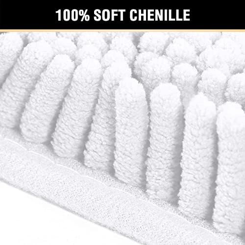 H.VERSAILTEX Bath Rugs for Bathroom Slip-Resistant Shag Chenille Bath Rugs Mat Extra Soft and Absorbent Bath Rug for Shower Room Machine-Washable Fast Dry (Pure White, 20" x 32"/17" x 24")