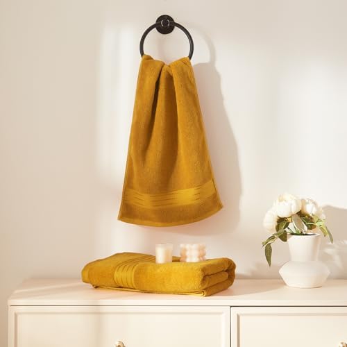 COZYART Luxury Bath Towel Set 6 Pcs, Gold 100% Turkish Cotton 650 GSM