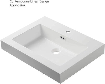 Blossom 24 inch LED Lighted Bathroom Vanity with Acrylic Sink | Wall Mounted Vanity with Dimmable LED Lights | Modern Floating Design for Small Bathrooms | 24" w/Acrylic Sink, Light Grey