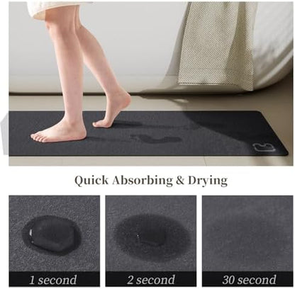 Dark Grey Long Bathroom Rugs Large Stone Bath Mats for Bathroom,15.7"x47.2"