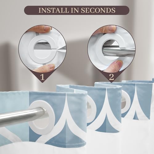 Yiatn Light Blue Shower Curtain with Snap-in Liner, 71 x 74 Inch