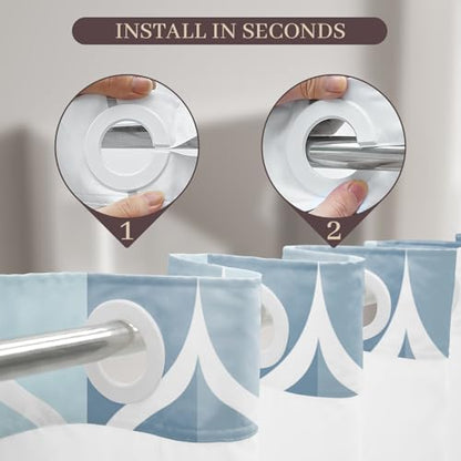 Yiatn Light Blue Shower Curtain with Snap-in Liner, 71 x 74 Inch