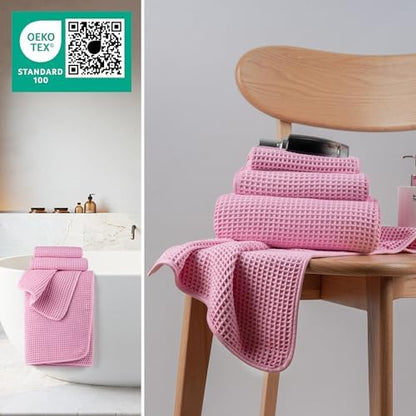MICROFI Microfiber Waffle Bath Towels, 3 Pieces, Oversized, Soft, Absorbent, Fast Drying, Lint Free, Includes Bath, Face and Hand Towels 430 GSM