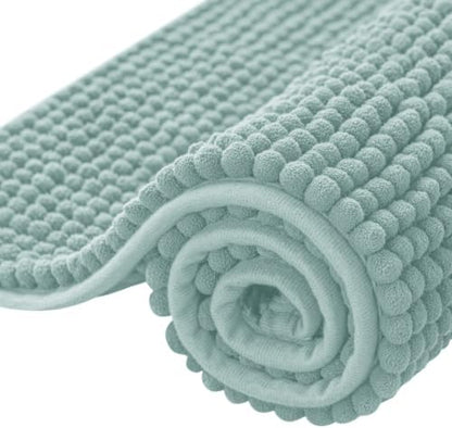 SUBRTEX Bathroom Rugs, 24" x 44" Chenille Bath Rug Soft Short Plush Bath Mat Soft Shower Mat Water Absorbent Shower Mat Quick Dry Machine Washable, Light Green