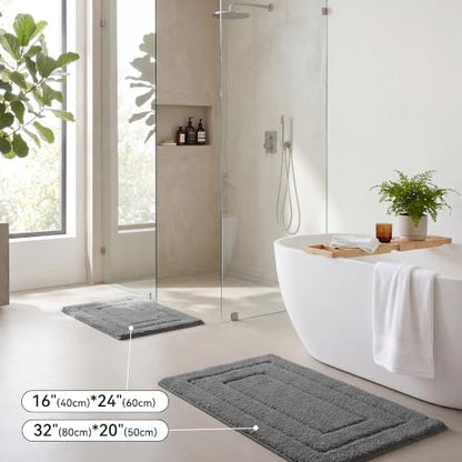 GRANNY SAYS Dark Grey Bathroom Rug 16" x 24", Non-Slip Microfiber Bath Mat