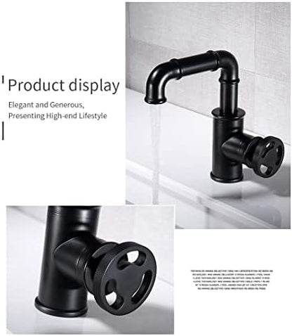 Modern Brass Bathroom Faucet with Hot and Cold Water Mixer Tap for Kitchen Contemporary Black Finish