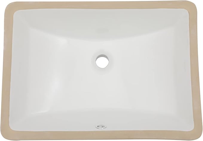 Sarlai Undermount Bathroom Sink - 21 x 15 inch Rectangular Vessel Sink Undermount Modern White Ceramic Rectangle Sink, Vanity Sinks Art Basin with Overflow, Interior Bowl Size 19" x 13"