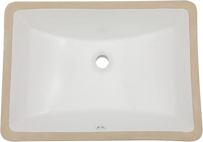 Sarlai Undermount Bathroom Sink - 21 x 15 inch Rectangular Vessel Sink Undermount Modern White Ceramic Rectangle Sink, Vanity Sinks Art Basin with Overflow, Interior Bowl Size 19" x 13"