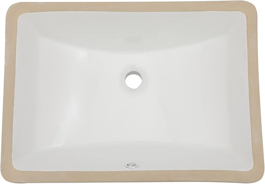 Sarlai Undermount Bathroom Sink - 21 x 15 inch Rectangular Vessel Sink Undermount Modern White Ceramic Rectangle Sink, Vanity Sinks Art Basin with Overflow, Interior Bowl Size 19" x 13"