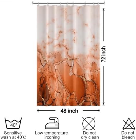 Burnt Orange Marble Stall Waterproof Shower Curtain 48x72 inches