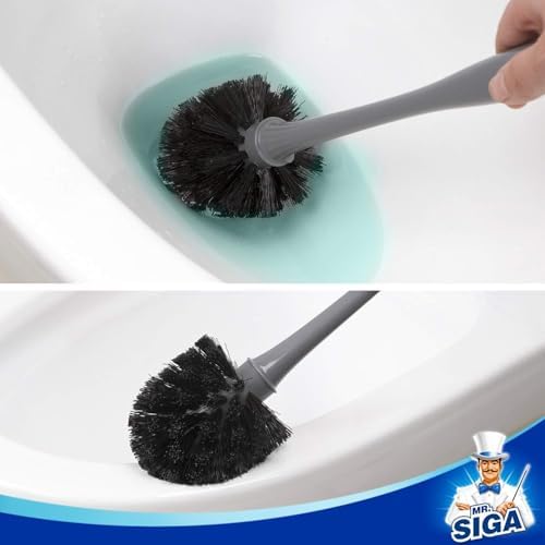 MR.SIGA Toilet Plunger and Brush Combo for Toilet Cleaning, Gray, 2 Set