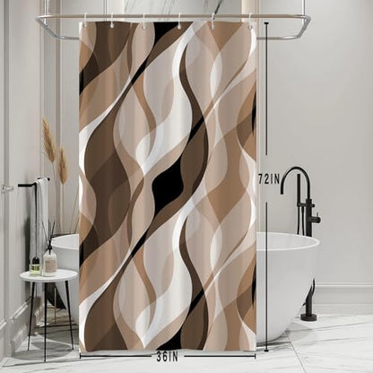 Brown Striped Stall Shower Curtain with Hooks, 36x72 Inch