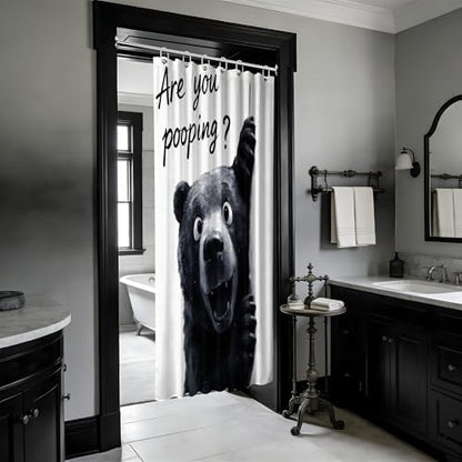Small Stall Shower Curtain Rv Funny Black Bear, 48 x 72 Inchs