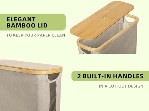StorageWorks Toilet Paper Storage Basket with Bamboo Lid & Window